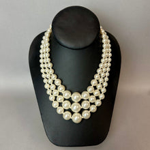 Load image into Gallery viewer, Vintage Triple Strand Graduated Faux Pearl Necklace Made in Japan (17")
