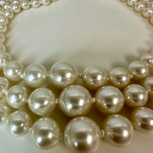 Load image into Gallery viewer, Vintage Triple Strand Graduated Faux Pearl Necklace Made in Japan (17")
