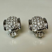 Load image into Gallery viewer, Swarovski Silvertone Pave Crystal Domed Clip Earrings (1")
