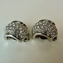 Load image into Gallery viewer, Swarovski Silvertone Pave Crystal Domed Clip Earrings (1")
