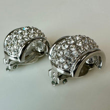 Load image into Gallery viewer, Swarovski Silvertone Pave Crystal Domed Clip Earrings (1")
