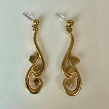 Load image into Gallery viewer, Vintage Avon Goldtone Clear Rhinestone Swirl Drop Earrings (2")
