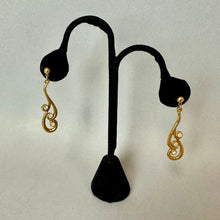 Load image into Gallery viewer, Vintage Avon Goldtone Clear Rhinestone Swirl Drop Earrings (2")
