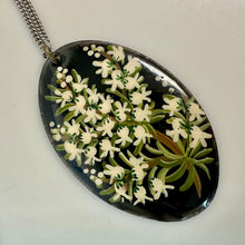 Load image into Gallery viewer, Vintage Fiona Danby Scotland Hand Painted Lily of the Valley Pendant on 24" Chain
