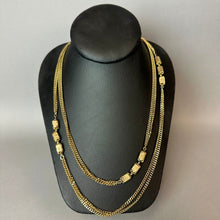 Load image into Gallery viewer, Vintage Monet Goldtone Textured Station Double Chain Necklace (56")
