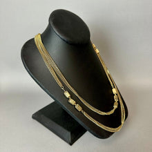 Load image into Gallery viewer, Vintage Monet Goldtone Textured Station Double Chain Necklace (56")
