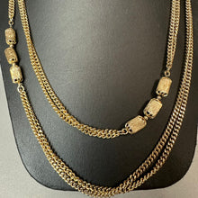Load image into Gallery viewer, Vintage Monet Goldtone Textured Station Double Chain Necklace (56")
