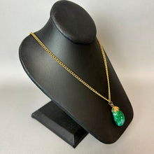 Load image into Gallery viewer, Vintage Art Deco Molded Czech Jade Swirl Glass Rhinestone Pendant on 26" Chain

