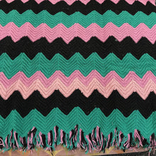 Load image into Gallery viewer, Handmade Multicolored Ripple Afghan with Fringe (56x39)
