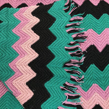 Load image into Gallery viewer, Handmade Multicolored Ripple Afghan with Fringe (56x39)
