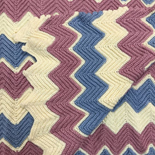 Load image into Gallery viewer, Handmade Cream, Pink &amp; Blue Ripple Afghan (56x40)

