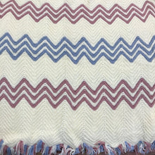 Load image into Gallery viewer, Handmade Cream, Pink &amp; Blue Ripple Afghan (52x34)
