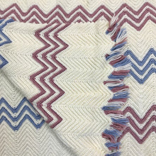 Load image into Gallery viewer, Handmade Cream, Pink &amp; Blue Ripple Afghan (52x34)

