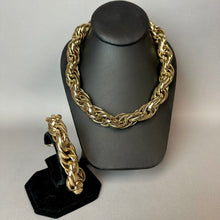 Load image into Gallery viewer, St Thomas Chunky Statement Goldtone Rope Chain Choker Necklace &amp; Bracelet Set (21"&amp; 9.75")
