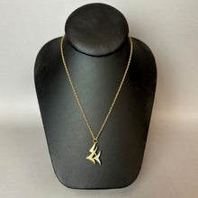 Load image into Gallery viewer, Vintage Trifari Goldtone Rhinestone Modernist Abstract Birds Pendant on 16" Chain
