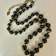 Load image into Gallery viewer, Coldwater Creek Luna Luster Black Faux Pearl Goldtone Necklace (30")
