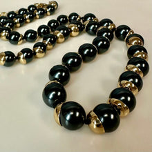 Load image into Gallery viewer, Coldwater Creek Luna Luster Black Faux Pearl Goldtone Necklace (30")
