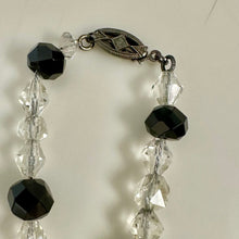 Load image into Gallery viewer, Vintage Black &amp; Clear Czech Glass Graduated Bead on Sterling Chain Necklace As-Is (17.5")
