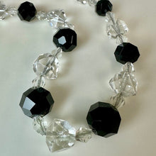 Load image into Gallery viewer, Vintage Black &amp; Clear Czech Glass Graduated Bead on Sterling Chain Necklace As-Is (17.5")
