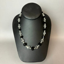 Load image into Gallery viewer, Vintage Black &amp; Clear Czech Glass Graduated Bead on Sterling Chain Necklace As-Is (17.5")
