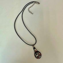 Load image into Gallery viewer, Greg Homer Alaska First Nation Art Silvertone Enamel Pendant on 20" Cord Necklace

