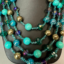 Load image into Gallery viewer, Erika Lyons Faux Turquoise Crystal &amp; Glass Bead Layered Necklace (22")
