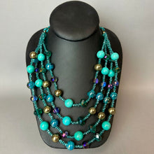 Load image into Gallery viewer, Erika Lyons Faux Turquoise Crystal &amp; Glass Bead Layered Necklace (22")
