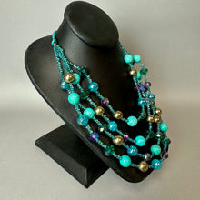 Load image into Gallery viewer, Erika Lyons Faux Turquoise Crystal &amp; Glass Bead Layered Necklace (22")
