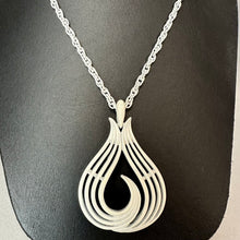 Load image into Gallery viewer, Vintage Trifari White Enameled Metal Mod Pendant on 26" Chain Necklace
