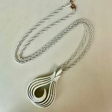 Load image into Gallery viewer, Vintage Trifari White Enameled Metal Mod Pendant on 26" Chain Necklace
