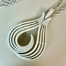 Load image into Gallery viewer, Vintage Trifari White Enameled Metal Mod Pendant on 26" Chain Necklace
