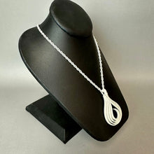 Load image into Gallery viewer, Vintage Trifari White Enameled Metal Mod Pendant on 26" Chain Necklace
