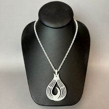 Load image into Gallery viewer, Vintage Trifari White Enameled Metal Mod Pendant on 26" Chain Necklace

