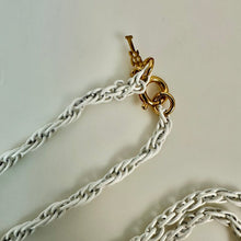 Load image into Gallery viewer, Vintage Trifari White Enameled Metal Mod Pendant on 26" Chain Necklace
