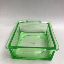 Load image into Gallery viewer, Vintage 1930's Hazel Atlas Green Uranium Depression Glass Refrigerator Dish (5")
