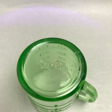 Load image into Gallery viewer, Vintage 1930s Uranium Depression Glass 3 Spout Measuring 1 Cup Kelloggs Hazel Atlas (2 Available)
