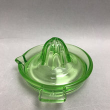 Load image into Gallery viewer, Vintage Uranium Green Glass Citrus Juicer Reamer Top 5" Round
