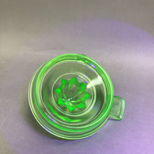 Load image into Gallery viewer, Vintage Uranium Green Glass Citrus Juicer Reamer Top 5" Round
