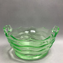 Load image into Gallery viewer, Uranium Jenkins Ocean Wave Green Vintage Large Glass Two Handled Bowl (7")
