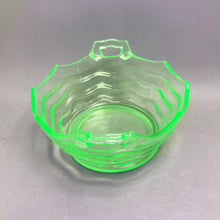 Load image into Gallery viewer, Uranium Jenkins Ocean Wave Green Vintage Large Glass Two Handled Bowl (7")
