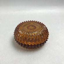 Load image into Gallery viewer, Vintage Indiana Glass Diamond Point Amber Candle Holder Set (5.5x1)
