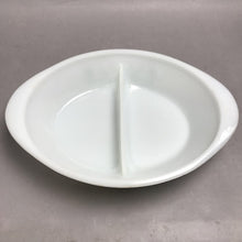 Load image into Gallery viewer, Vintage Glasbake Green Daisy Pattern Divided Oval Casserole Dish (12x8.5x2)
