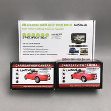 Load image into Gallery viewer, LeeKooLuu Rear View / Reverse Camera &amp; 4.3" Display Monitor Kit w/ Wireless Receivers (~2x10x7)
