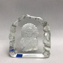 Load image into Gallery viewer, Tilly Etched 3D Crystal Glass Indian Cheif Paperweight
