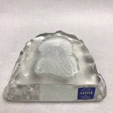 Load image into Gallery viewer, Tilly Etched 3D Crystal Glass Indian Cheif Paperweight
