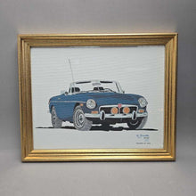 Load image into Gallery viewer, Framed Richard Meredith Browne Canvas Print - 1973 Blue MGB Roadster #041/300 (~12.5x15.5)
