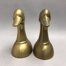 Load image into Gallery viewer, Vintage 1950s Solid Brass Mallard Duck Head Bookends Korea (6)
