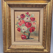 Load image into Gallery viewer, Gold Framed Oil On Canvas Painting - Red &amp; White Roses; Signed Ritter (18x16)
