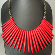 Load image into Gallery viewer, Red Dyed Howlite Bib Necklace (19")
