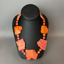 Load image into Gallery viewer, Orange Sea Sediment Jasper Chunk Beaded Statement Necklace (22")
